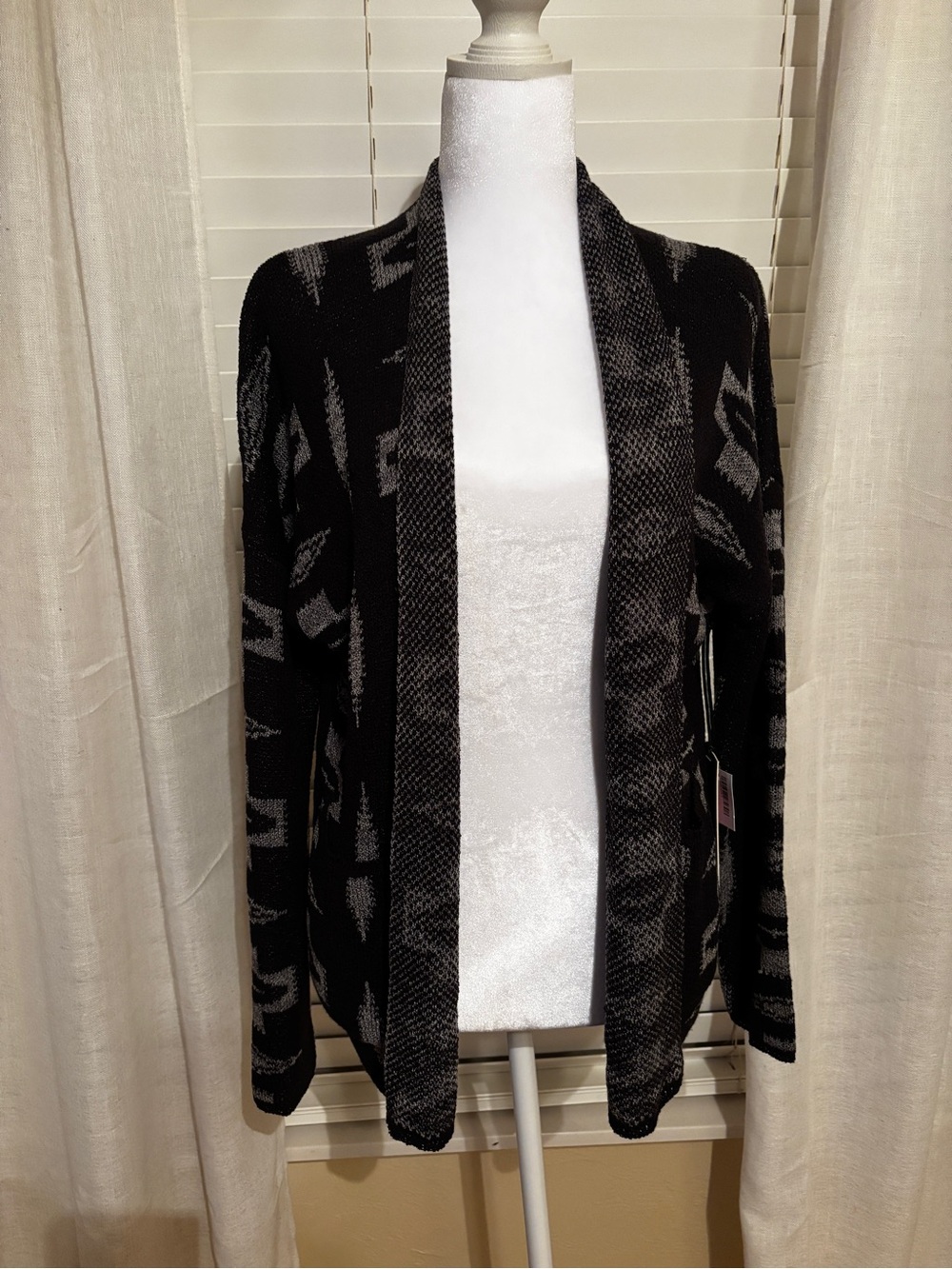 Rock & Roll Cowgirl Black and Gray Open-Front Cardigan